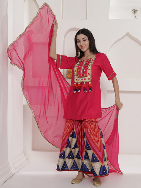 Rangriti Mirror Muslin Sharara Suit Set-WRS013