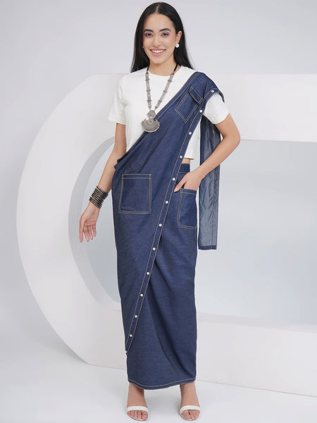 Blue Muse Denim Drape Skirt SetWRKS243