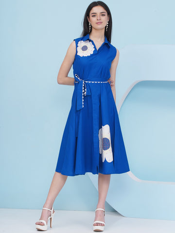 Royal Blue Cotton Dress-WRKS480