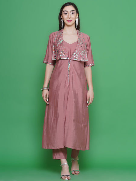 Rose Gold Set with Hand Embellished Jacket-WRKS128R