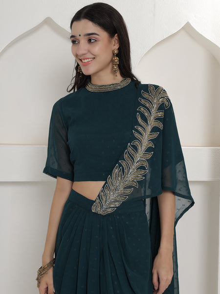 Yamika Teal Drape Set-WRKS252
