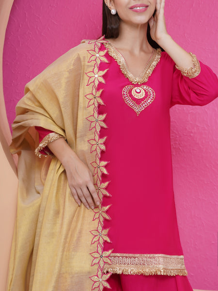 Pink Muslin sharara shirt and dupatta set-WRS007