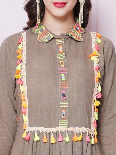 Brown Cotton Coord Set-WRKS157