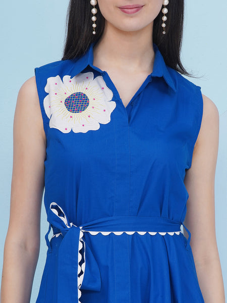 Royal Blue Cotton Dress-WRKS480