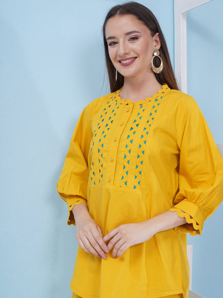 Yellow Popline Shirt with Pants-WRKS175