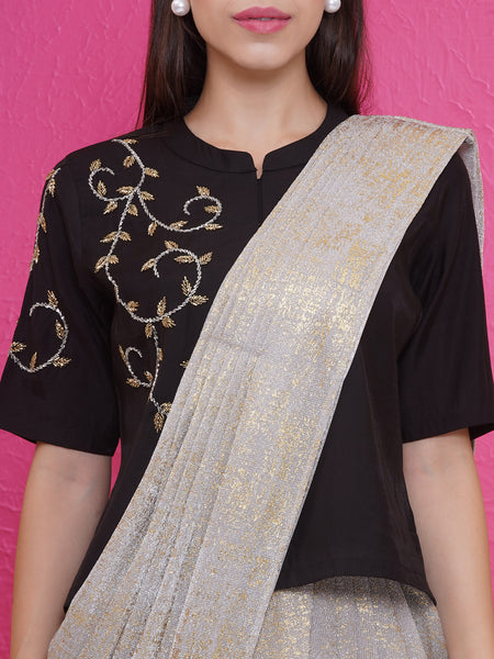 Black Hand embellished set with attached drape-WRKS193