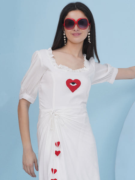 White Rayon Crepe Dress-WRK481