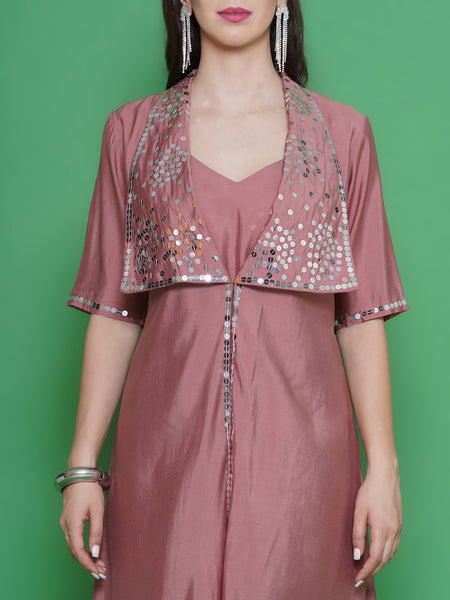 Rose Gold Set with Hand Embellished Jacket-WRKS128R