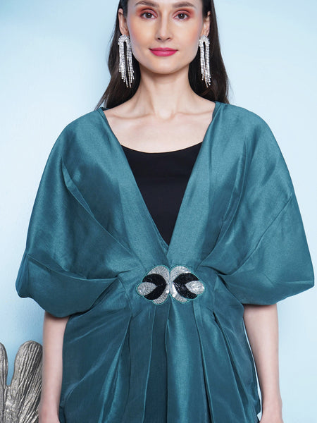 Teal Green hand Embellished 3 Pcs Set -WRKS152