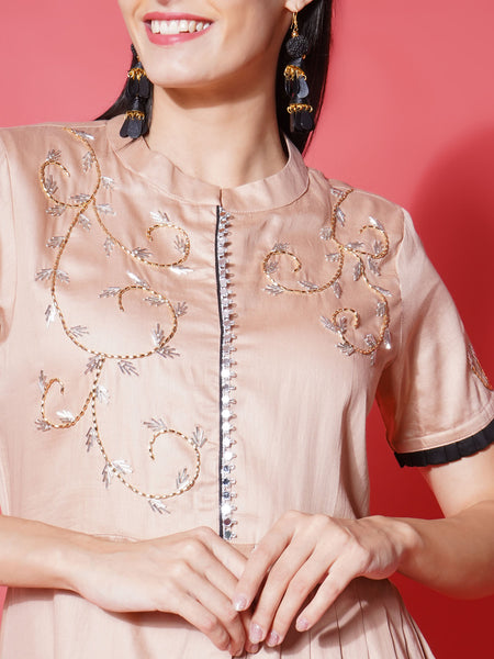 Light Peach Hand Embellished Fusion Coord Set-WRKS122
