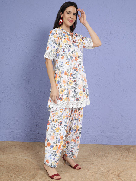 Floral Pure Cotton Farshi Salwar Co-ord Set-WRKS269