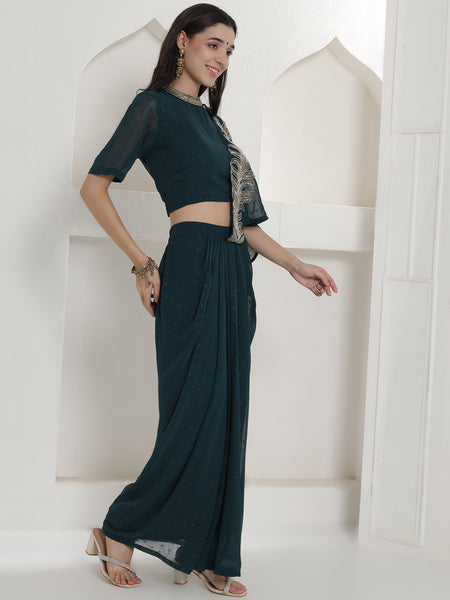 Yamika Teal Drape Set-WRKS252