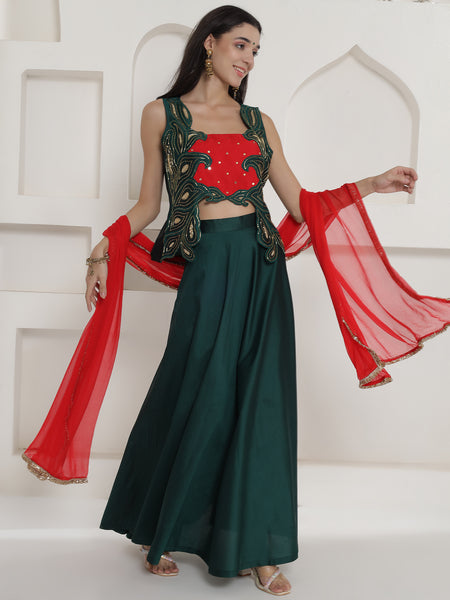 Raagvi Hand-Embellished Silk Lehenga Set