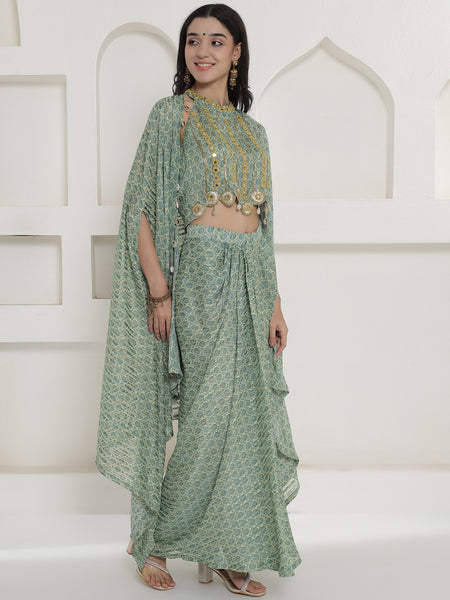 Vaidehi Kaudi-Kanchan Cape Set-WRKS251