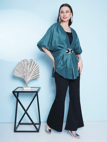 Teal Green hand Embellished 3 Pcs Set -WRKS152