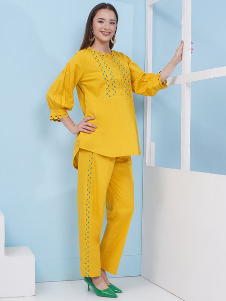 Yellow Popline Shirt with Pants-WRKS175