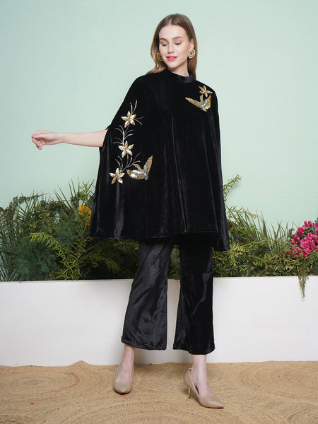 Black Hand Embellished Kaftaan Kurta with Pant-WRKS137