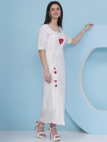 White Rayon Crepe Dress-WRK481