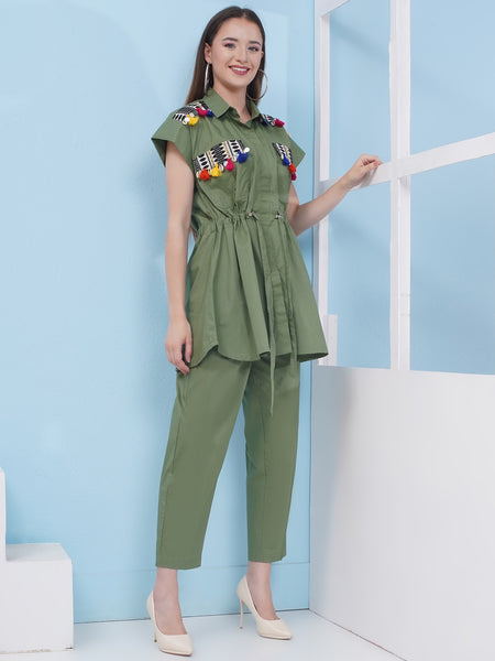 Olive Green Shirt with Pants-WRKS173