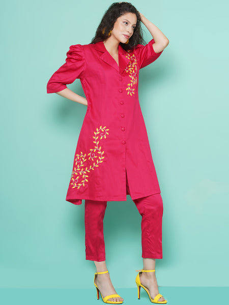Pink Cotton Silk Coord Set-WRKS110