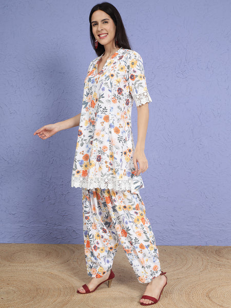 Floral Pure Cotton Farshi Salwar Co-ord Set-WRKS269