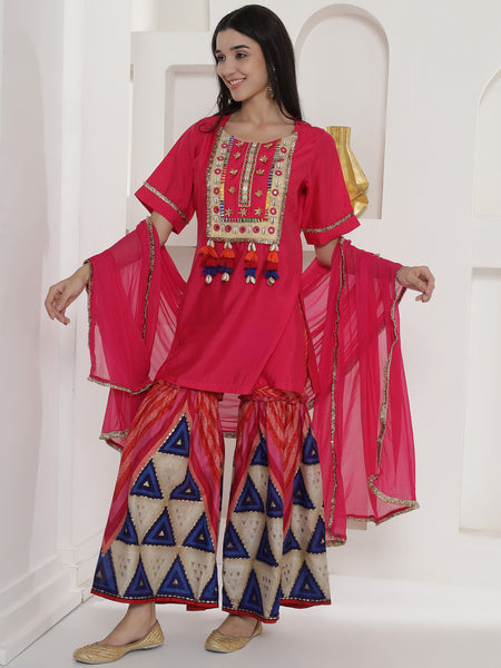 Rangriti Mirror Muslin Sharara Suit Set-WRS013