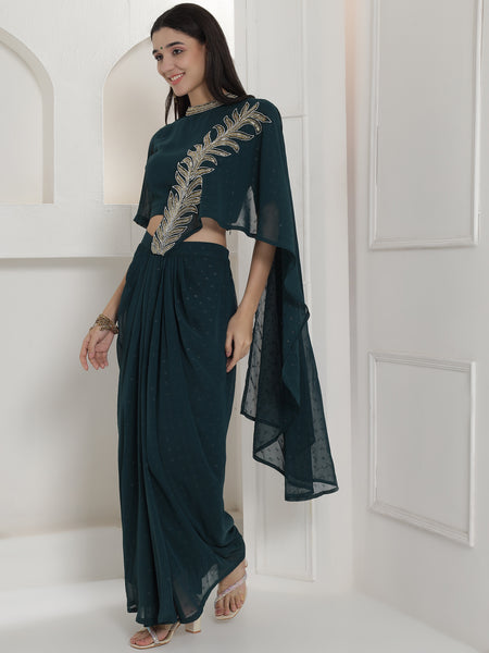 Yamika Teal Drape Set-WRKS252