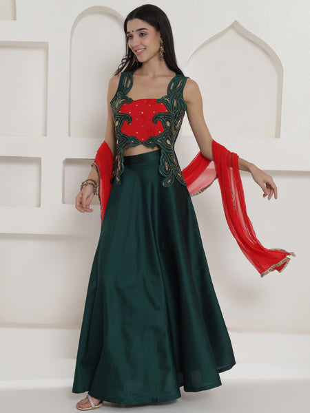 Raagvi Hand-Embellished Silk Lehenga Set