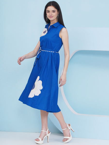 Royal Blue Cotton Dress-WRKS480