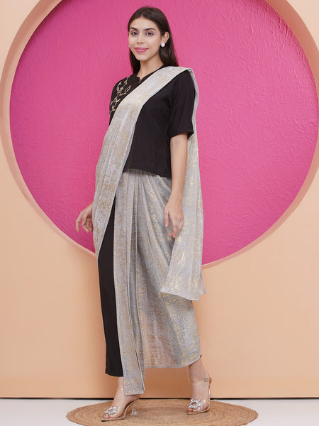 Black Hand embellished set with attached drape-WRKS193