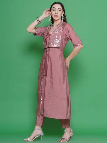 Rose Gold Set with Hand Embellished Jacket-WRKS128R