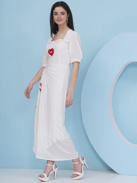 White Rayon Crepe Dress-WRK481