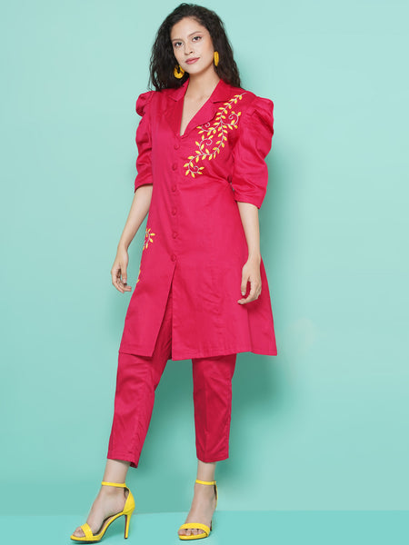 Pink Cotton Silk Coord Set-WRKS110