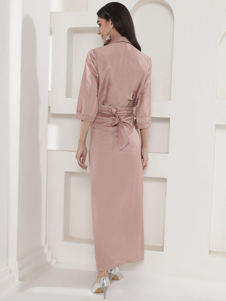 Blush Mirage Mirror-Work Shirt & Draped Skirt Set-WRKS254
