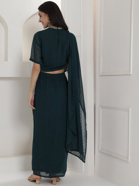 Yamika Teal Drape Set-WRKS252