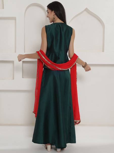 Raagvi Hand-Embellished Silk Lehenga Set