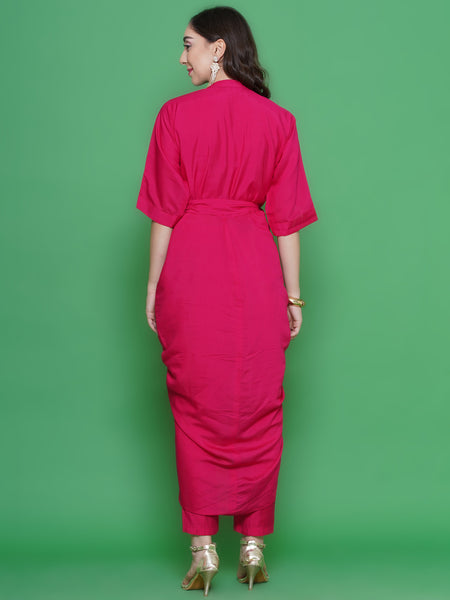 Pink Hand Embellished Muslin Set-WRKS133