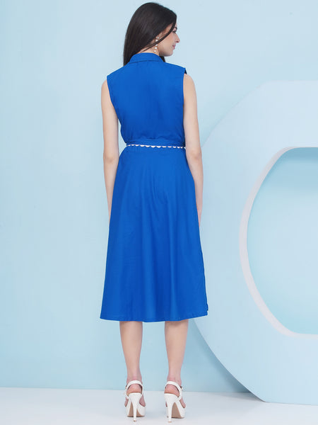Royal Blue Cotton Dress-WRKS480