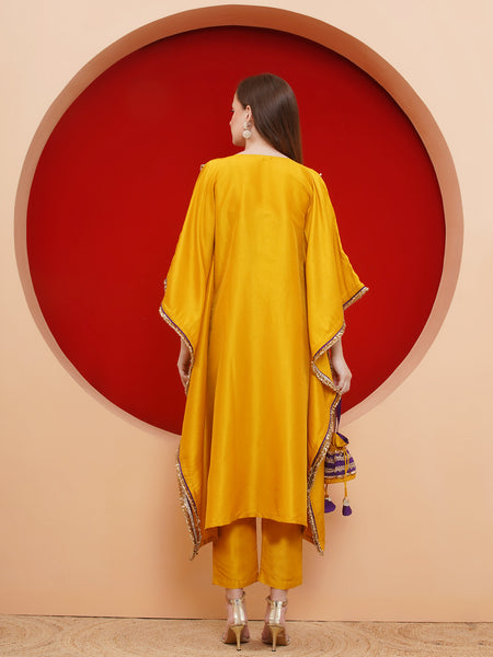 Yellow Kafttan Set with Potli-WRKS187