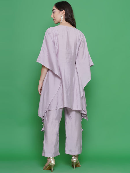Light Mauve Hand Embellished Kaftaan Set-WRKS134
