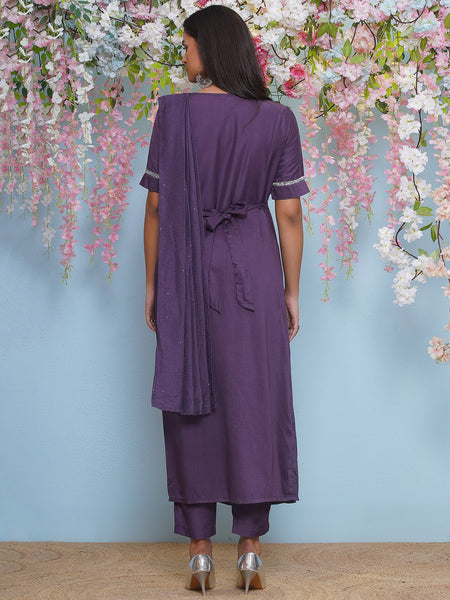 Mauve Drape Kurta with pants-WRKS199