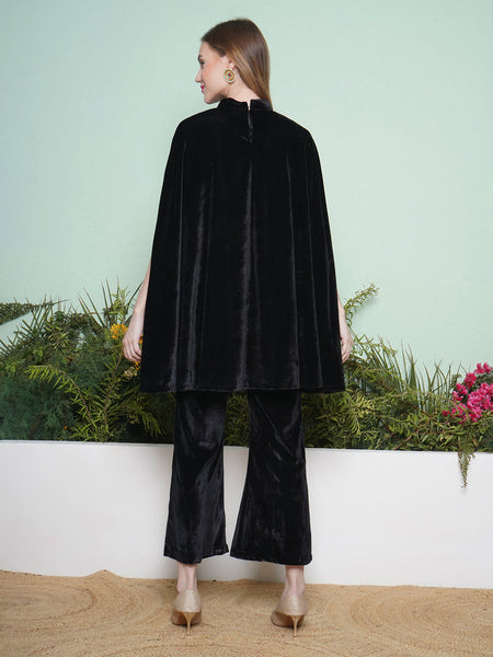 Black Hand Embellished Kaftaan Kurta with Pant-WRKS137