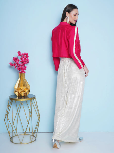 Silver corset and pink hand embellished Jacket-WRKS149
