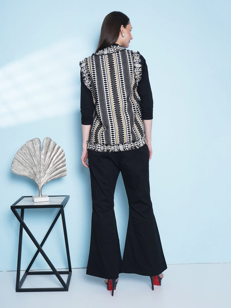 Cotton Lycra Set with Hand Woven Jacket-WRKS153