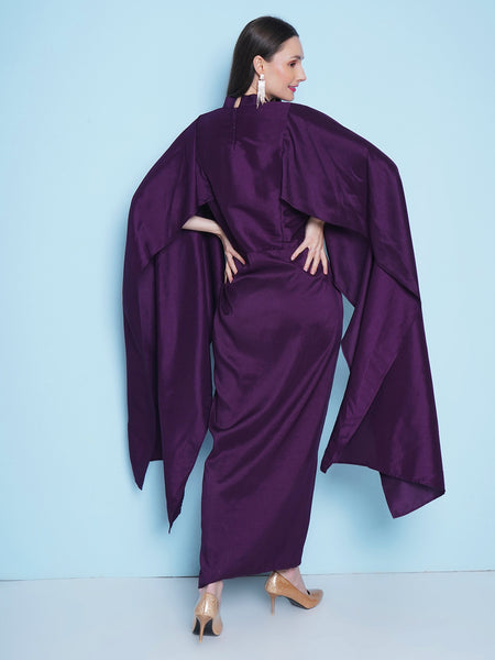 Purple Silk Muslin Hand embllished gown-WRK456