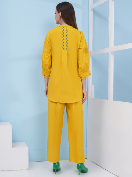 Yellow Popline Shirt with Pants-WRKS175