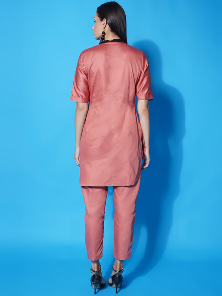 Copper Hand Embellished Cotton Silk Coord Set -WRKS120