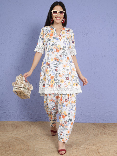 Floral Pure Cotton Farshi Salwar Co-ord Set-WRKS269