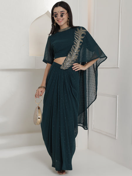 Yamika Teal Drape Set-WRKS252