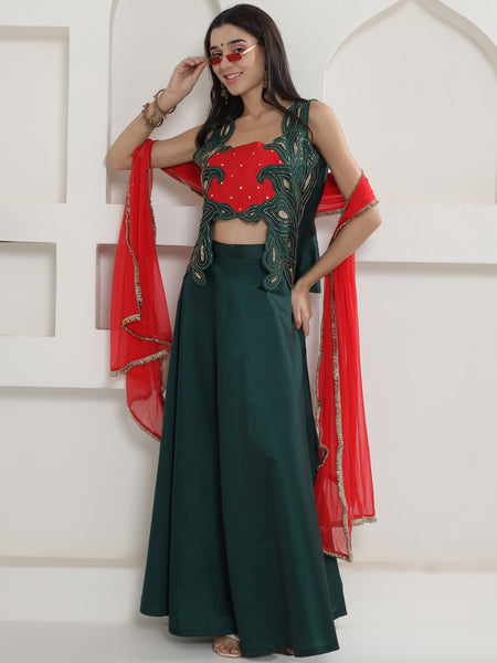 Raagvi Hand-Embellished Silk Lehenga Set